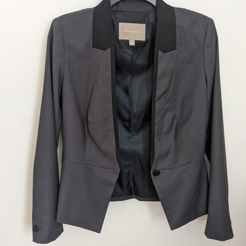 Banana Republic Women's Gray and Black Blazer